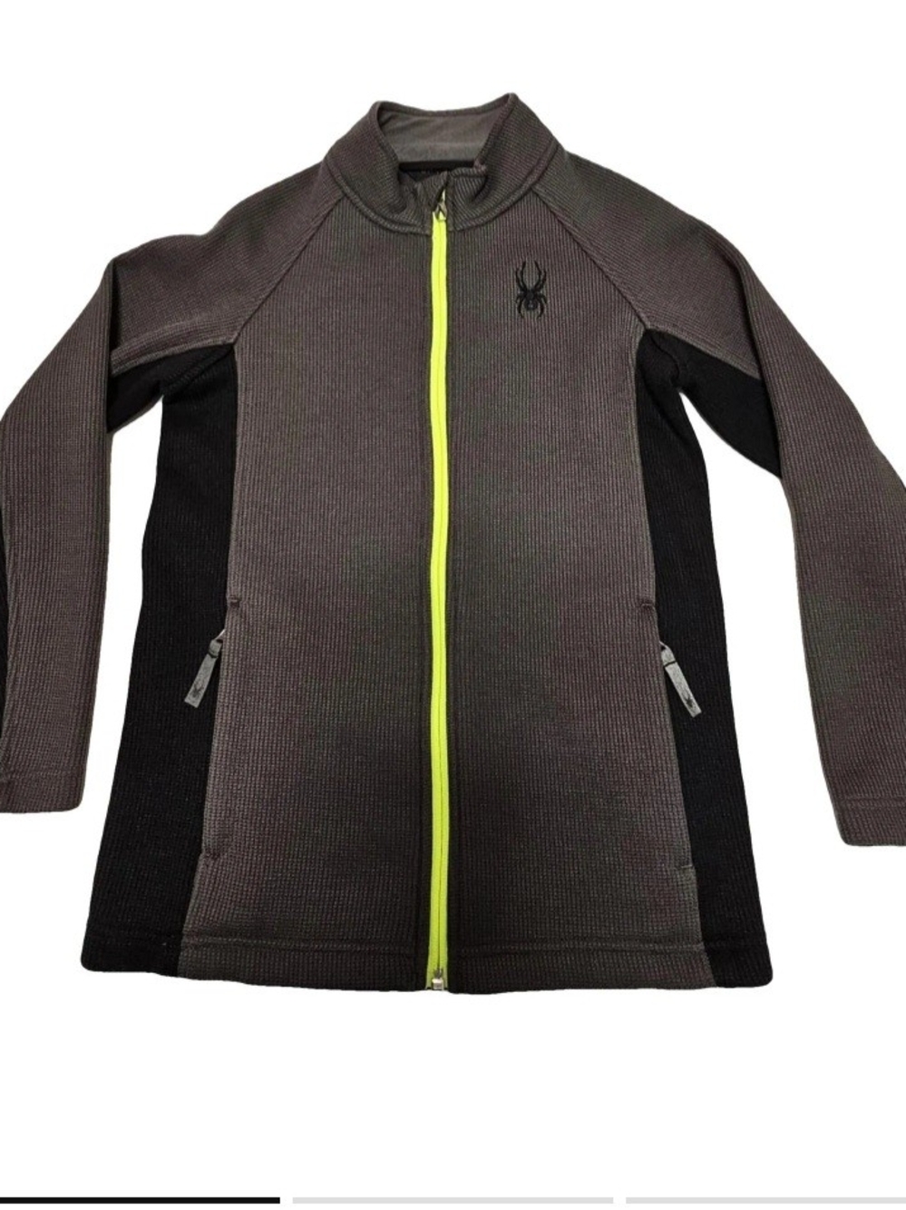 Spyder Teen Boy's Ski Fleece Jacket Gray & Black Size Medium, Boys 10-12 y.o.